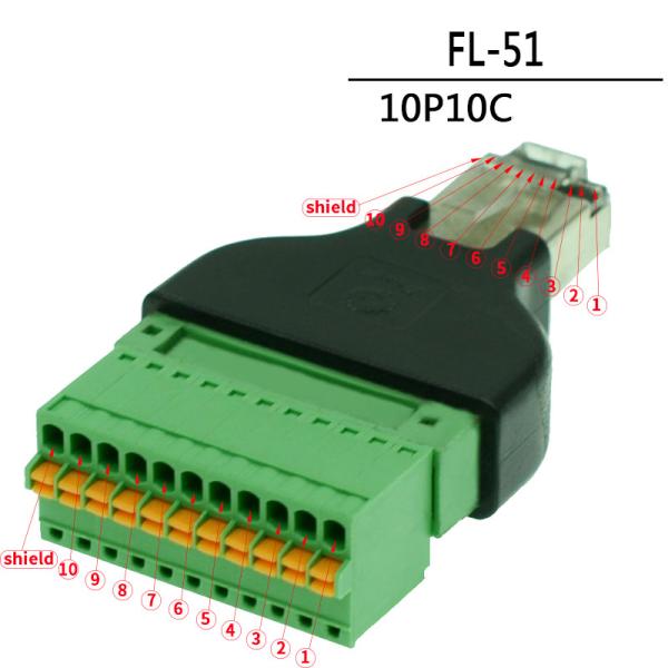 RJ45 Network Plug Male or Female 10P10C RJ48 to 10 pin Screw Terminal Block Adapter