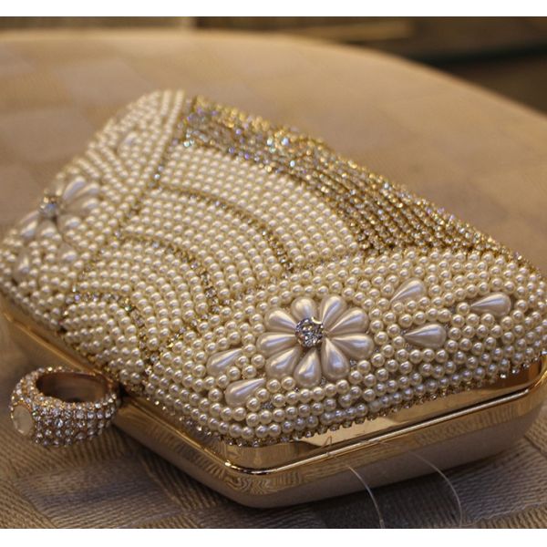European and American high-grade diamond evening bag banquet bride tassel Clutch