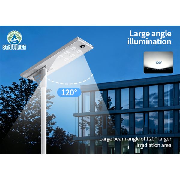 Heavy Duty Integrated Solar Street Light, Rustproof Aluminum Body, IP65 Weatherproof, 3-5 Rainy Days Runtime for Roads Parking Lots Projects