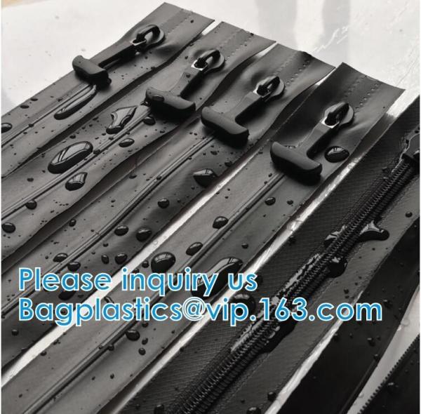 Water-Resistant Zipper, TPU Gastight Waterproof Zippers, Metal, Nylon, Stopper, Puller, Eyelet