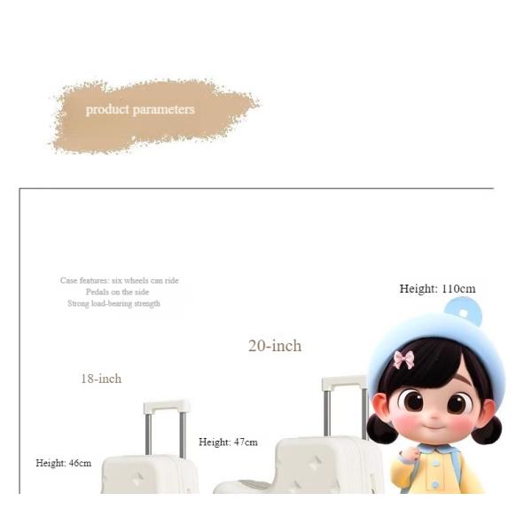 Business style Ride-On enfants bagages avec roue à roulettes mot de passe sécurisé verrouillage pour les garçons les filles Voyage à la mode léger