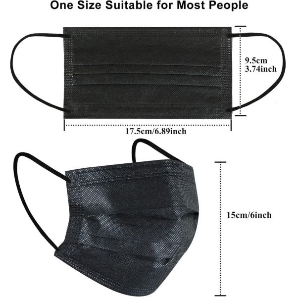 Protective Surgical Medical Disposable Face Mask with Black 3 Ply Filter Protection