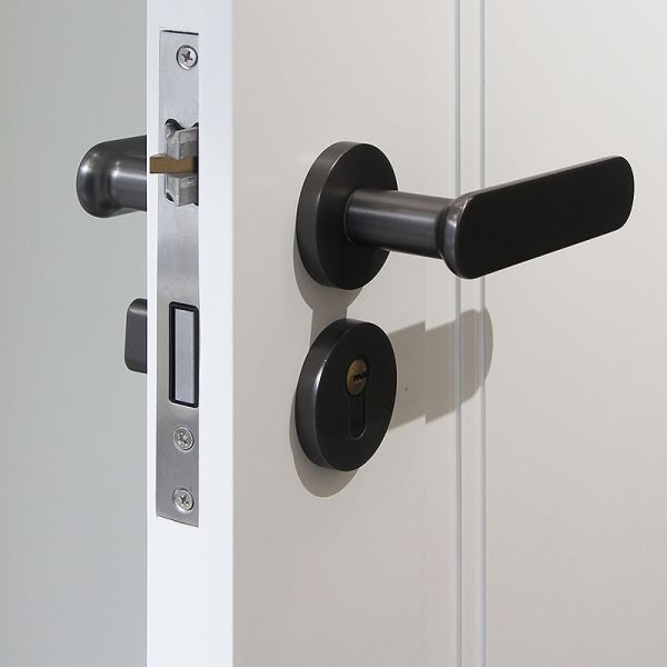 Aluminum Frame Bedroom Solid Wood Painted Interior Doors Sound Insulation Hinge Options