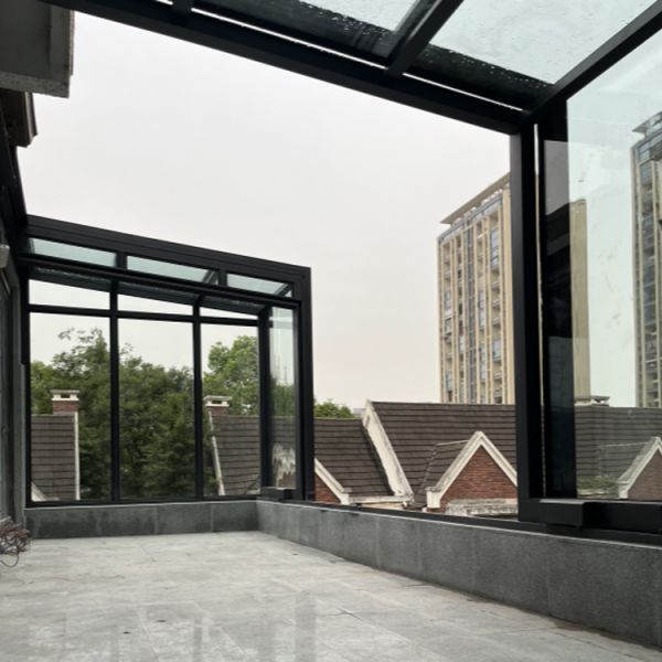 Customized Modern Design Retractable Glass Sunroom Enclosure Prefabricated Wall Mounted Roof Exterior Foldable House Style