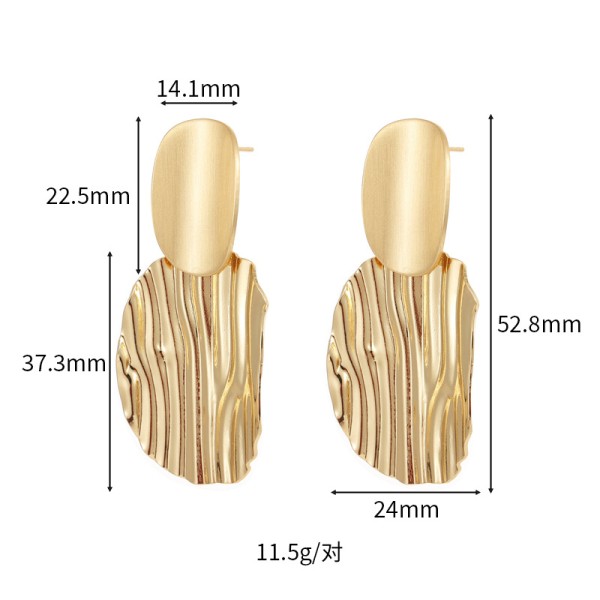 Fashion Gold Plated Brass Stylish Women's Earrings Wave Potato Chip Shape Silver Post Hypoallergenic Studs Earring