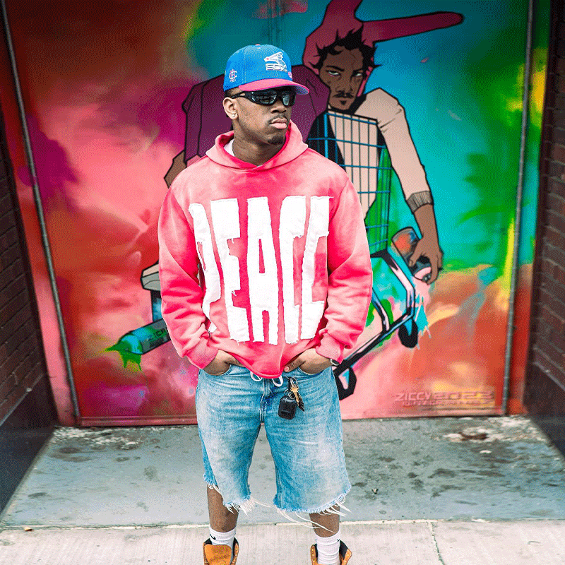 Logotipo en relieve 3D personalizado con sudadera de lavado con ácido de gran tamaño