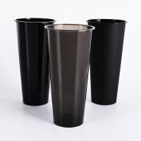 Des tasses en plastique en PP noir transparents 12 oz 16 oz 24 oz