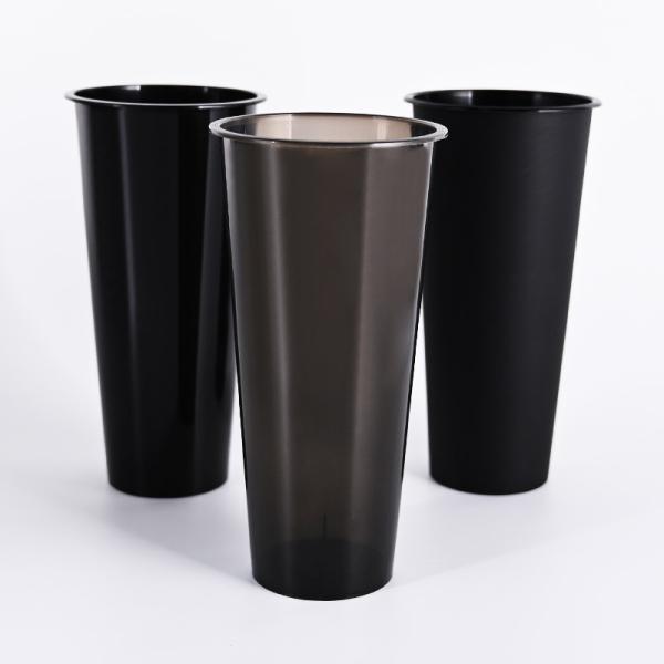 Transparent Black PP Plastic Cups 12oz 16oz 24oz Drinking Cup For Juice