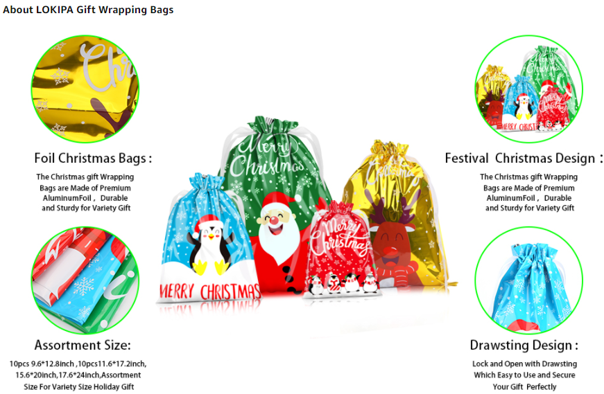 Christmas gift bag pe drawstring bag candy gift biscuit cookie happy atmosphere packaging bag