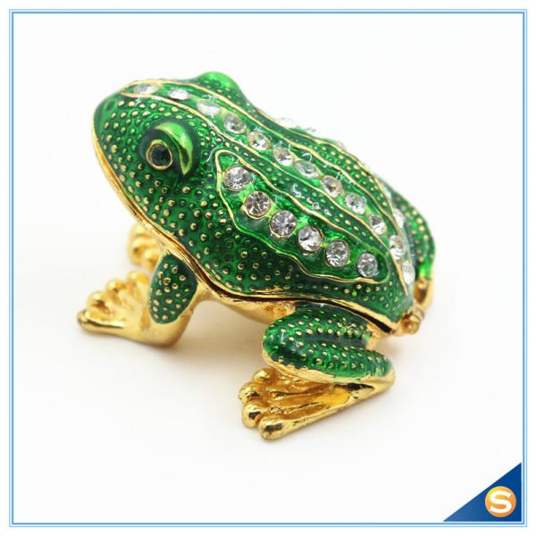 Wholesale Metal Frog With Crystal Jewelry Box Cute Trinket Box For Gifts SCJ753