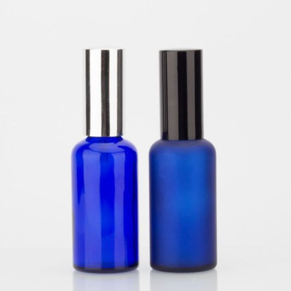Blue Black Gold Frosted Fine Glass Mist Spray Bottle Cobalt Essential Oil 4 Oz Boston Round