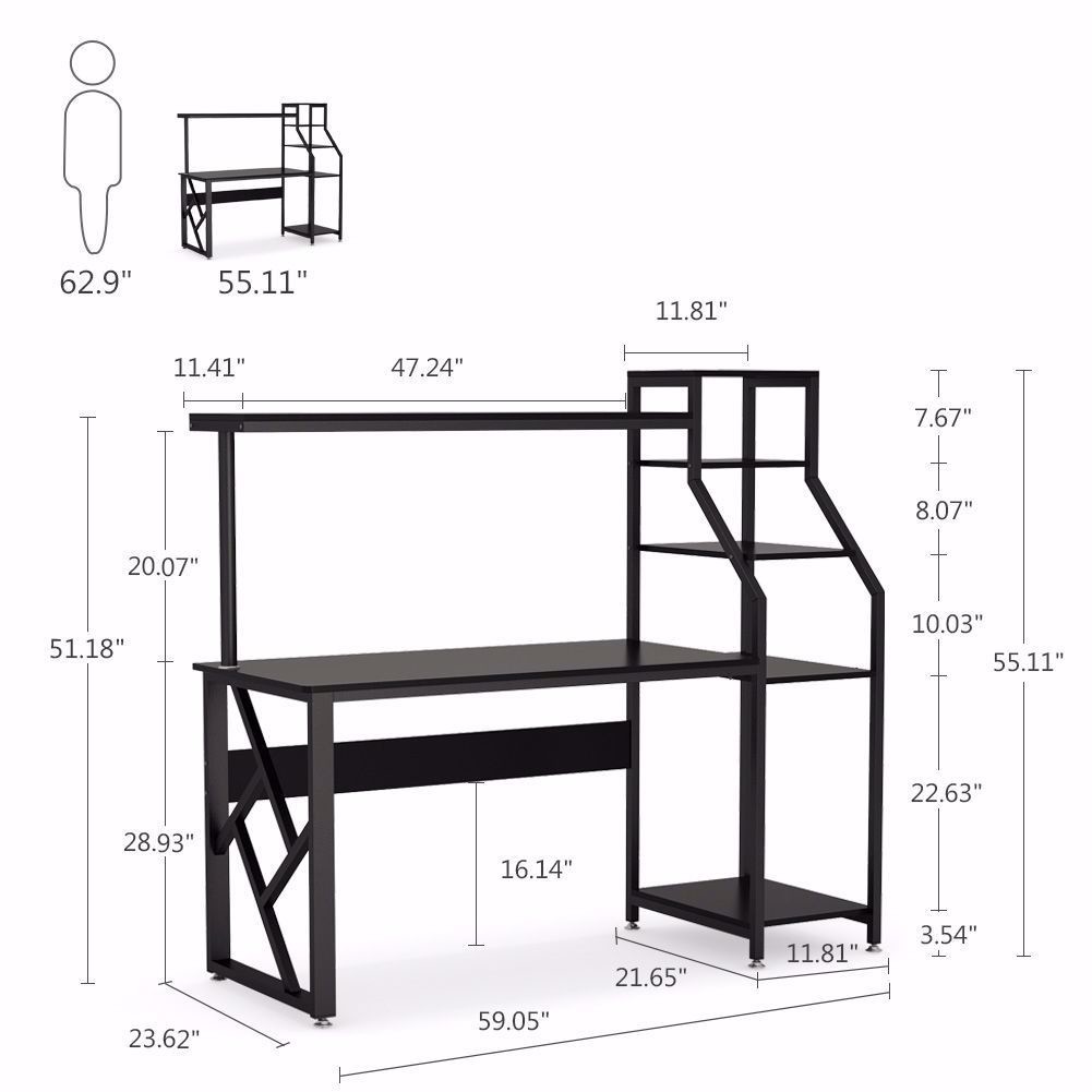 Solidwood Working Station Gaming Computer Desk for Home Office Soho Wooden Desk