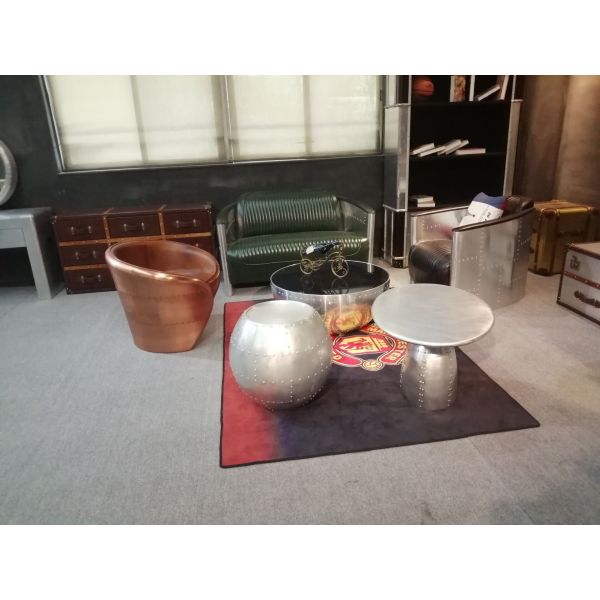 spitfire coffee table in aluminium riveted vintage aviation handwork living room trunk center table with storage drawers