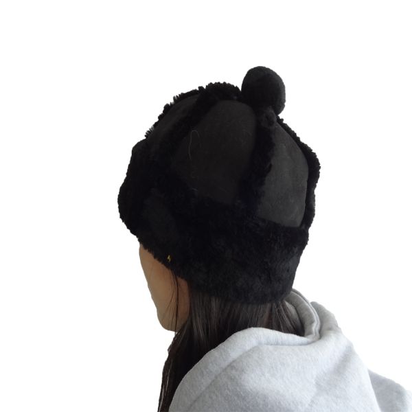 Ladies top ball beanie Lamb Fur Winter Shearling Caps 6 Panel Hat