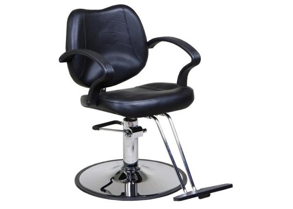 WT-3230 Black Professional Hair Styling Chair Round Chrome Base Rubber armrest