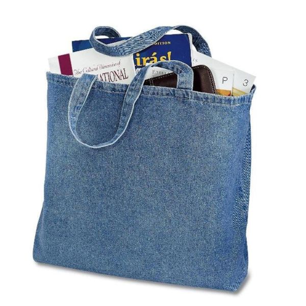 Denim Grocery Tote Bags Custom Logo Printable Stylish For Mums