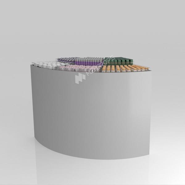 Retail Shop Display Grey Wooden Sample Island For Space-Saving Store Table And Premium Display Table