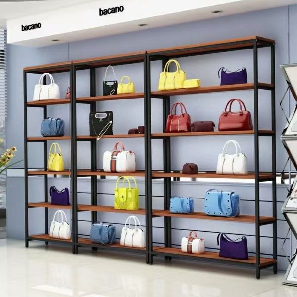 Double-Sided Steel-Wood Bookshelf for Library/Book Shelf/Office Furniture/Booksh Shelf for Clothing/Shoes/Jewelry/Watch