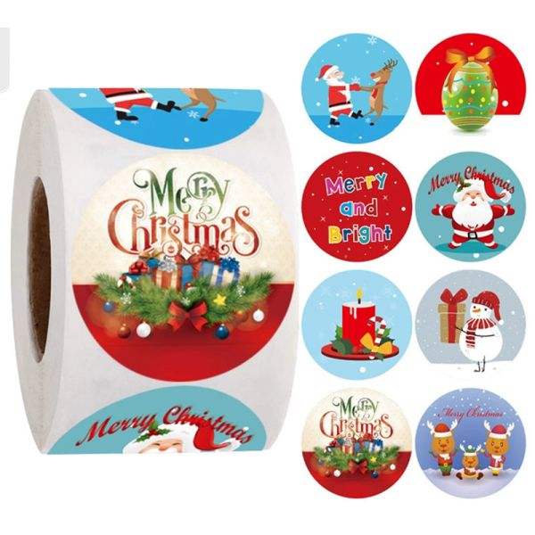 Personalised Round Merry Christmas PVC Label Sticker Labels For Card Gift Envelope Box