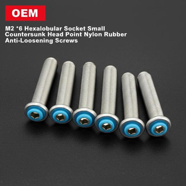 Tornillos M2x6mm de cabeza avellanada hexagonal con encastre Torx, anti-aflojamiento