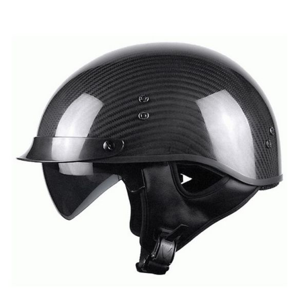 M.L.XL.XXL Black Carbon Fiber Motorcycle Helmet Half Face DOT ECE Certification Custom