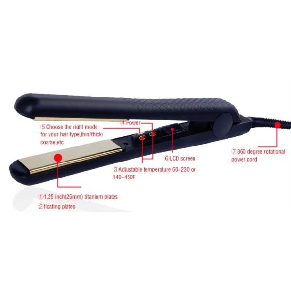 Professional Hair Straightening Tools 360 Degree Swivel Cord Power Ceramic Coating