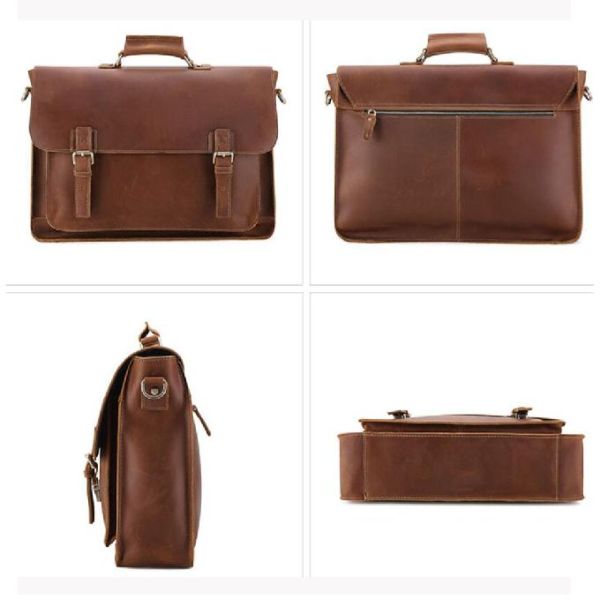 Первый слой Cowhide сумки посыльного ноутбука 17 дюймов людей ретро