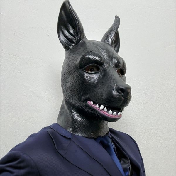 Realistic Black Dog Latex Full Head Mask Creepy Animal Wolf Cosplay Halloween Costume Prop
