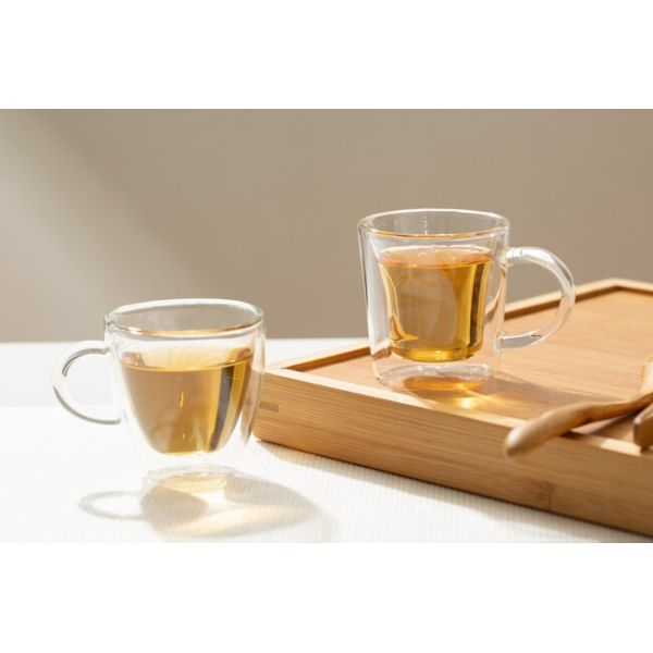 Hand Blown 70ml Double Wall Espresso Glass Cups Clear 2.5 Ounce With Handle