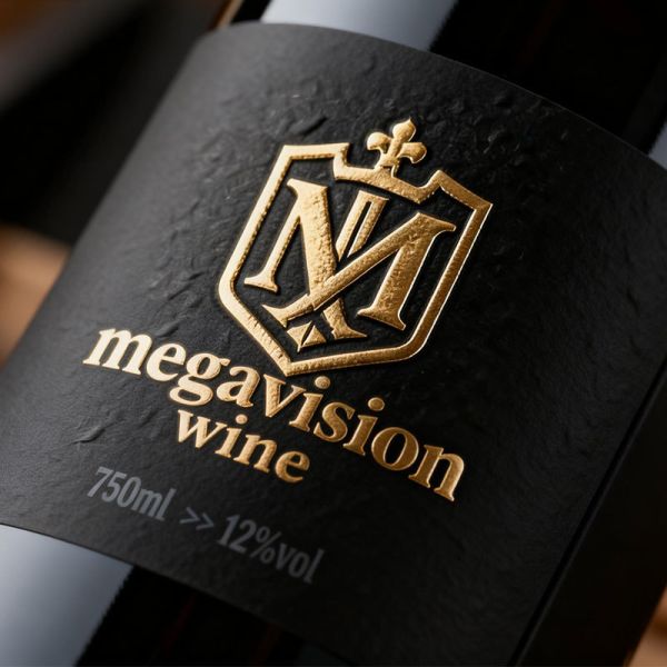 Waterproof Wine Bottle Black Label Sticker Logo Sticker Waterproof Gold Embossed Adhesive Labels for Spirit Whisky Brandy Bottle