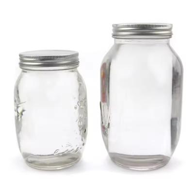 Round Shape Mason Glass Jar Beverage Glass Bottle With Screw Metal Lid