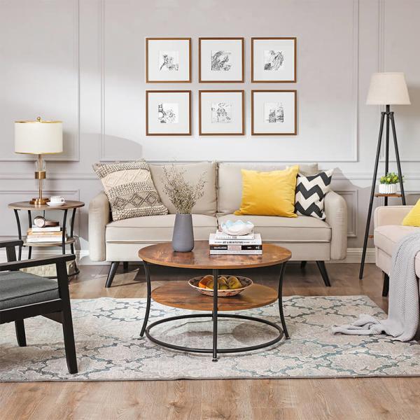 Round Coffee Table For Sale, Industrial Coffee Table, 2 Tiers Round Coffee Table, Living Room Coffee Table, LCT80BX