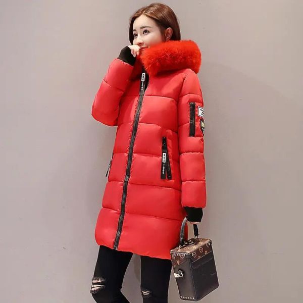                  Women Winter Cotton Coat Fur Collar Jackets Fashion Blazer Winter Padded Parka Clothes Bomber Jacket for Women             
