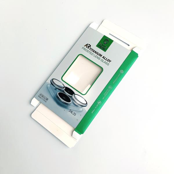Custom Mobile Phone Lens Tempered Film Packaging Box with pvc Windows for IPhone  Camera Lens Screen Protector Paper Box