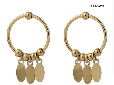 Luxury Decoration Round Tassel Earrings Stainless Steel Gold Drop Earrings