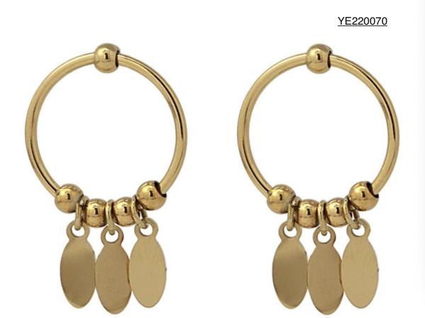Luxury Decoration Round Tassel Earrings Stainless Steel Gold Drop Earrings