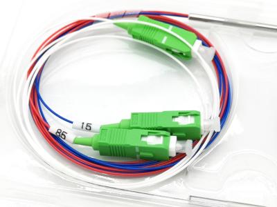 SC APC Fiber Optic 1*2 FBT Coupler 15%:85% Blue Red Color for WDM T1550 R1310/1490 FWDM