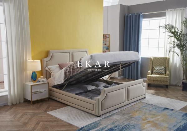 Upholstery Headboard King Size Fabric Wooden Bed