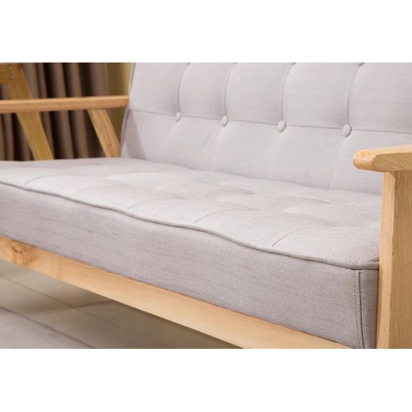 Solid Wood Minimalist Sofa 3 Seater Wooden Living Room Fabric Single Double