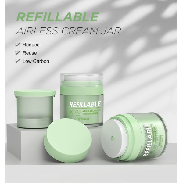 Jar cosmético sem ar com embalagem interna reciclável de PET