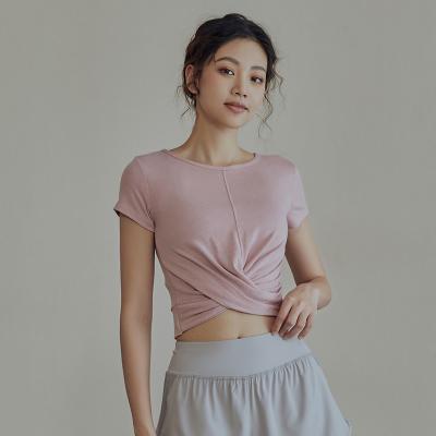 XS à cruz atlética Front Cropped Workout Tee da roupa das mulheres 5XL