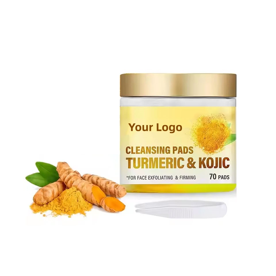 OEM ODM brand customized natural turmeric kojic acid pad brightening turmeric kojic acid cleaning acne removing skin care essence toner