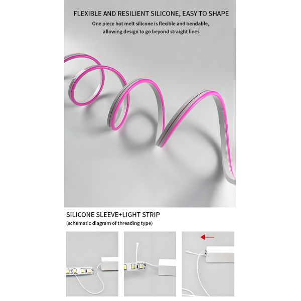 Tubo de neón LED flexible de silicona de 06*13 mm IP65, luces de tira de neón LED flexibles de emisión lateral antigolpes