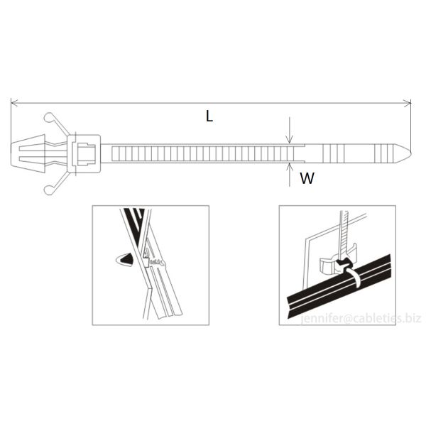 DM-3*100mm white and black TS 16949 Auto Industry accessories push mounted nylon cable ties