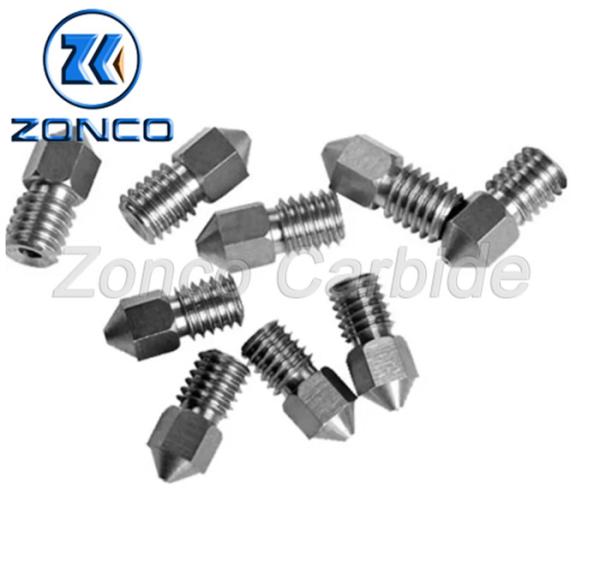 M6 1.75mm 0.4mm Hole Tungsten Carbide Nozzle 3d Printer Wear Resistance
