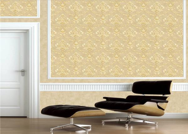 Classic Embossed Damask Wallpaper , Vintage Embossed Vinyl Wallpaper