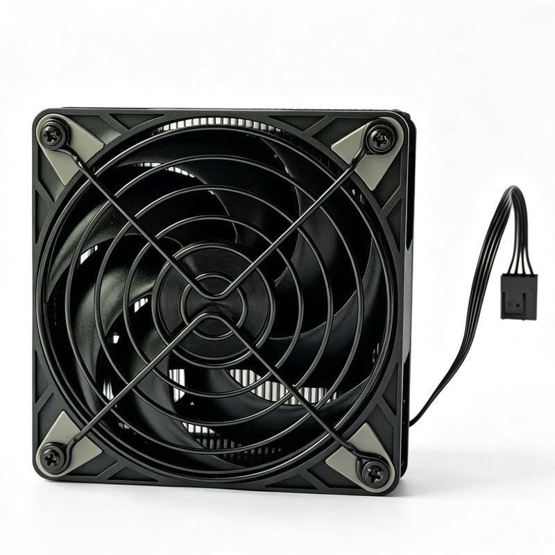 12V ball bearing axial flow cooling fan, 4-pin, 42.02 CFM, 4200 RPM, plastic fan. 4 copper tube air cooling/radiator, suitable for mining equipment.