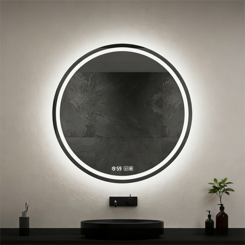 Smart LED Illuminated Wall-Mounted Anti-Fog Makeup Bathroom Mirror with Touch Screen IP44 Rated for Home & Hotel Use