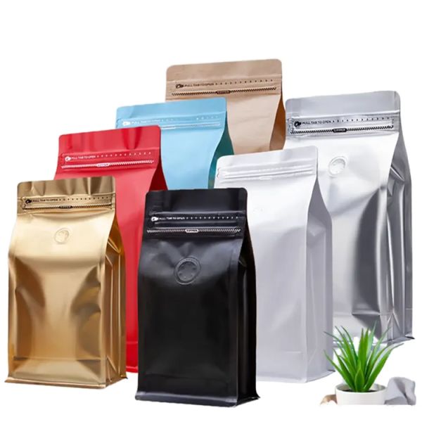 Good Quality Resealable Aluminum Foil Square Bottom Seal Coffee Pouch Plastic Packaging ZipLock Coffee Bag