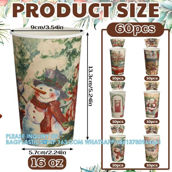 Christmas Paper Coffee Cups With Sleeves Lids 12 Oz Xmas Disposable Party Cup Christmas Tree Hot Cocoa Cups